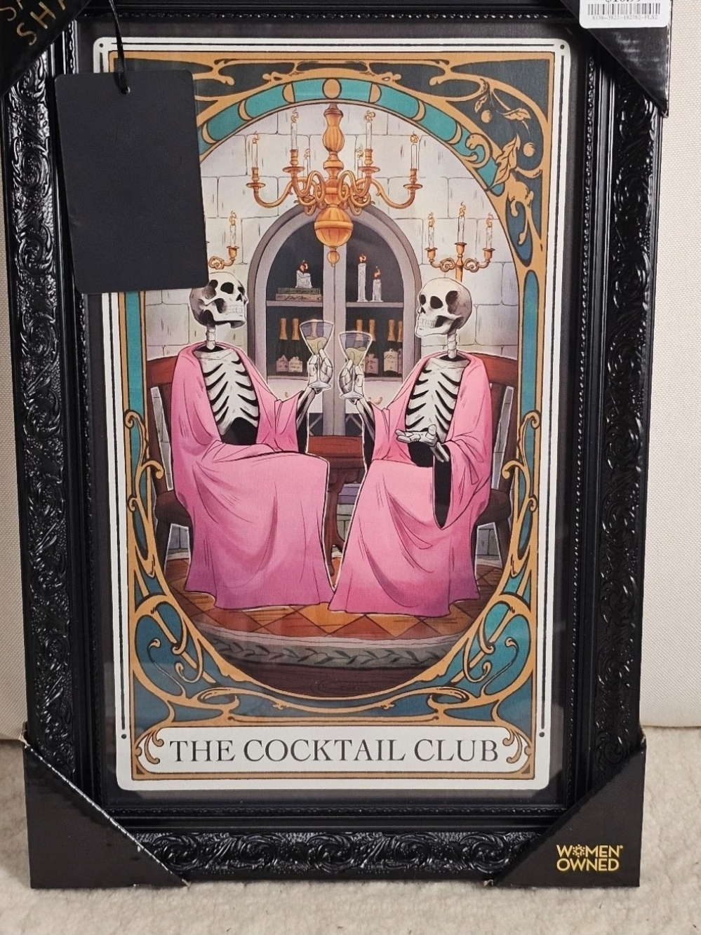 The Cocktail Club Framed Wall Art - Pink Skeletons SAPNA SHAH Halloween 18x12